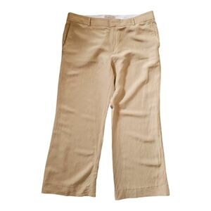 Linen Rayon Banana Republic Wide Leg Pants Beige Classic